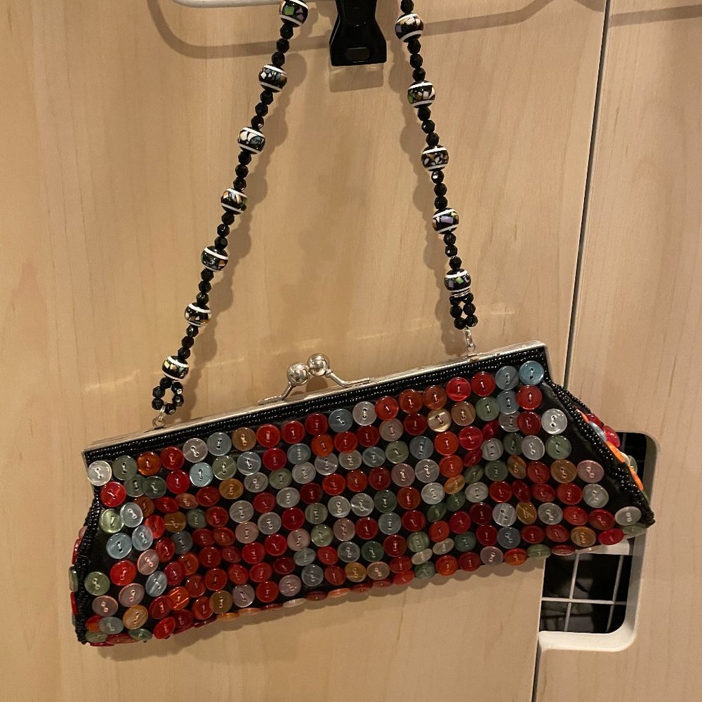 Evening clutch - multi colored buttons